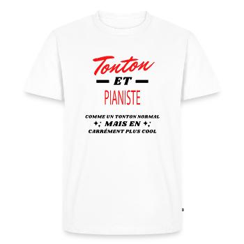 Tonton et PIANISTE - T-shirt Premium bio Homme - blanc - Devant - Nico (187cm)