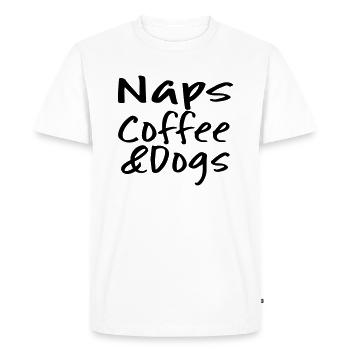 Naps, Café et chiens - T-shirt Premium bio Homme - blanc - Devant - Nico (187cm)