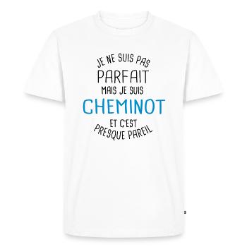 Pas parfait mais cheminot - T-shirt Premium bio Homme - blanc - Devant - Nico (187cm)