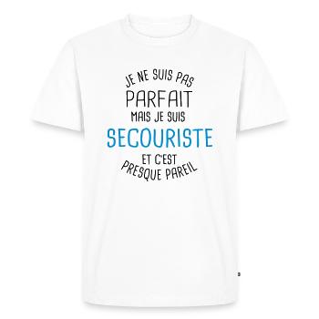 Pas parfait mais secouriste - T-shirt Premium bio Homme - blanc - Devant - Nico (187cm)