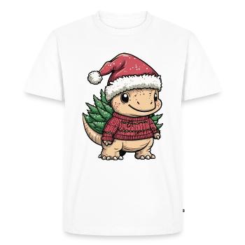 Dinosaur stegosaurus Christmas Comic - Men's Premium Organic T-Shirt - white - Front - Nico (187cm)