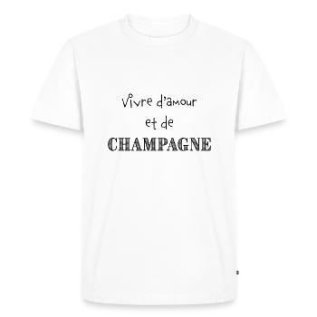 Vivre d'amour et de - T-shirt Premium bio Homme - blanc - Devant - Nico (187cm)