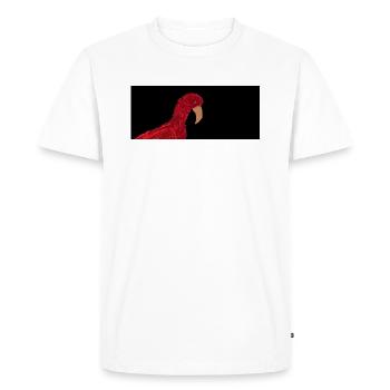 Perroquet rouge sur fond noir - T-shirt Premium bio Homme - blanc - Devant - Nico (187cm)