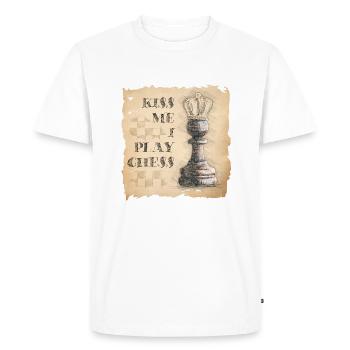 Embrasse-moi, je joue aux échecs. Roi / Dame des pions. - T-shirt Premium bio Homme - blanc - Devant - Nico (187cm)