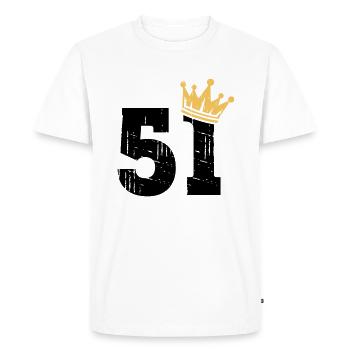 51 Crown 51e anniversaire 51 ans - T-shirt Premium bio Homme - blanc - Devant - Nico (187cm)