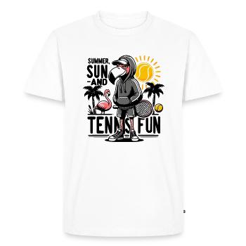 Maillot de tennis Flamingo Summer - T-shirt Premium bio Homme - blanc - Devant - Nico (187cm)