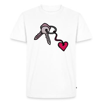 Double clé avec porte-clés de chaîne cardiaque - T-shirt Premium bio Homme - blanc - Devant - Nico (187cm)