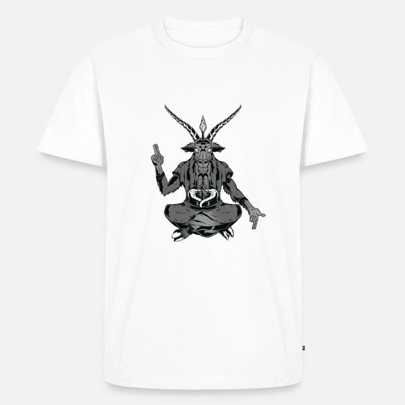 Satanic Goat Tshirt Psychedelic Rave - Männer Premium Bio T-Shirt - Weiß