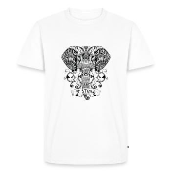 Mandala Elephant - Soyez fort - T-shirt Premium bio Homme - blanc - Devant - Nico (187cm)