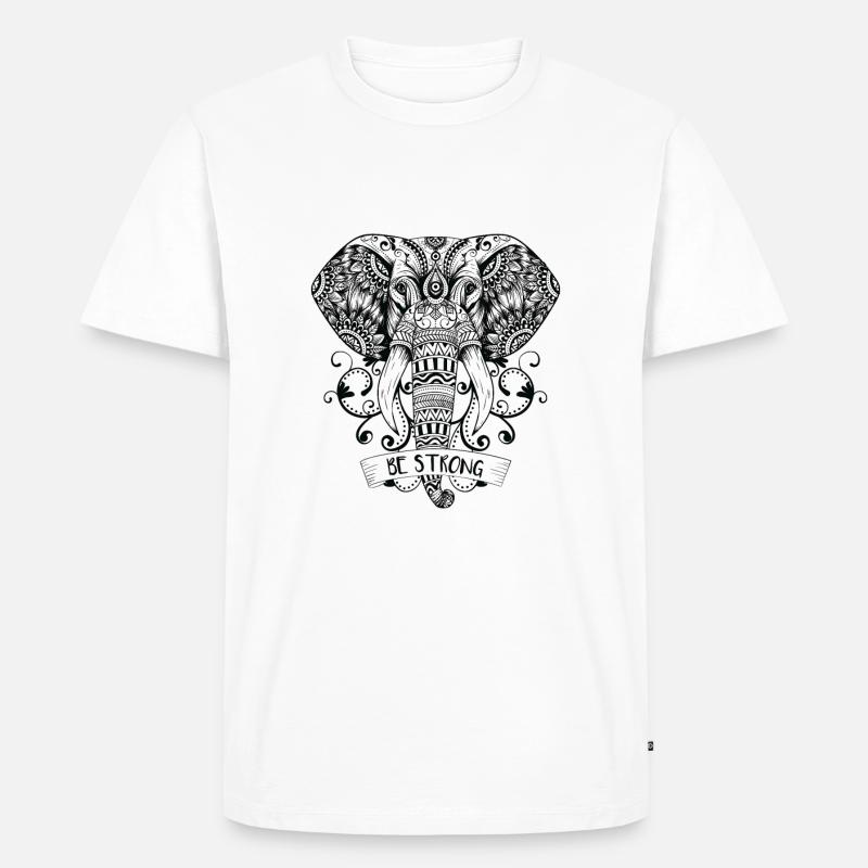 Mandala Elephant - Be strong - Männer Premium Bio T-Shirt - Weiß