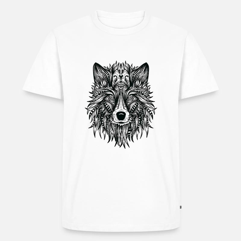 Wolf Kopf - Männer Premium Bio T-Shirt - Weiß