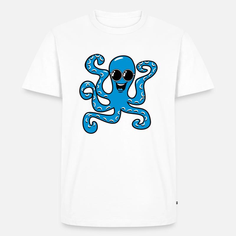 Tintenfisch oktopus sonnenbrille - Männer Premium Bio T-Shirt - Weiß
