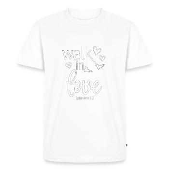 Christian Design - Walk in Love - Ephesians 5 - Men's Premium Organic T-Shirt - white - Front - Nico (187cm)