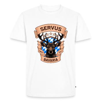 Servus Bavaria - Deer, Beer & Bavarian Culture - Men's Premium Organic T-Shirt - white - Front - Nico (187cm)