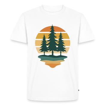 Retro Wilderness Evergreen Sunset - Men's Premium Organic T-Shirt - white - Front - Nico (187cm)