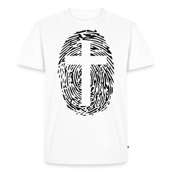 Jesus - Jesus Christ - fingerprint with cross - Men's Premium Organic T-Shirt - white - Front - Nico (187cm)