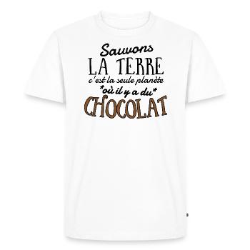 Sauvons la Terre c'est la seule planète où il y... - T-shirt Premium bio Homme - blanc - Devant - Nico (187cm)