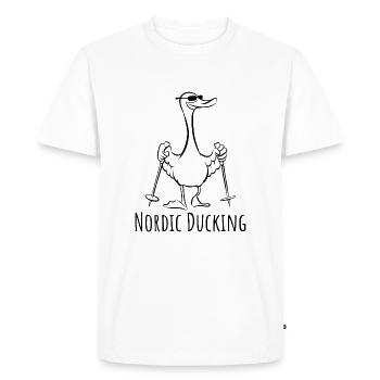 Mallard - Duck with sticks - Nordic Ducking - Men's Premium Organic T-Shirt - white - Front - Nico (187cm)