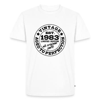 Vintage 1983 Limited Edition Aged to Perfection - Men's Premium Organic T-Shirt - white - Front - Nico (187cm)