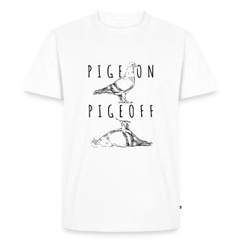 Pigeon Pigeoff - jeu de mots sur les pigeons - T-shirt Premium bio Homme - blanc - Devant - Nico (187cm)