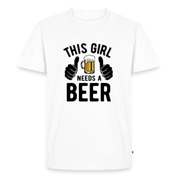 Cette fille a besoin d’une bière - Biertrinker - Spruch - T-shirt Premium bio Homme - blanc - Devant - Nico (187cm)