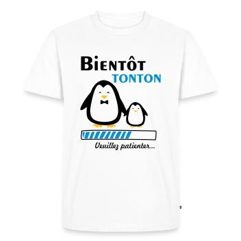 bientôt tonton pingouin,futur oncle - T-shirt Premium bio Homme - blanc - Devant - Nico (187cm)