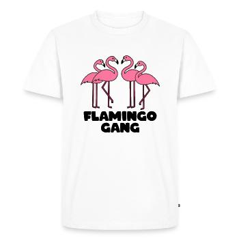 FLAMINGO GANG - T-shirt Premium bio Homme - blanc - Devant - Nico (187cm)