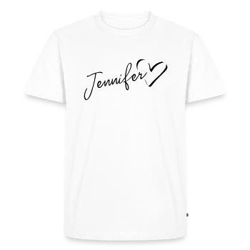 Nom de Jennifer Prénom avec coeur - T-shirt Premium bio Homme - blanc - Devant - Nico (187cm)