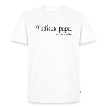 Meilleur papa élu par ma fille - T-shirt Premium bio Homme - blanc - Devant - Nico (187cm)