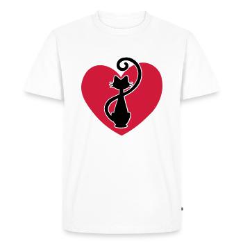 Katzendame - Dame aux chats - Dame de chat - T-shirt Premium bio Homme - blanc - Devant - Nico (187cm)