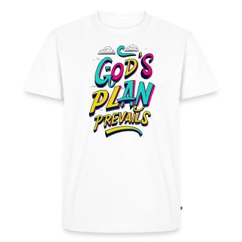 Gods plan prevails: Christian Message - Men's Premium Organic T-Shirt - white - Front - Nico (187cm)