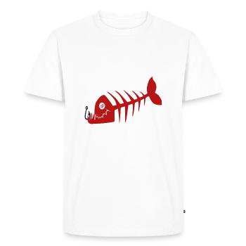squelette poisson Freaky pirate mauvais. Couleur rouge - T-shirt Premium bio Homme - blanc - Devant - Nico (187cm)