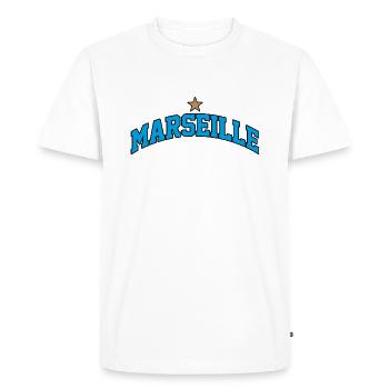 Logo Marseille : Design collégial méditerranéen - T-shirt Premium bio Homme - blanc - Devant - Nico (187cm)
