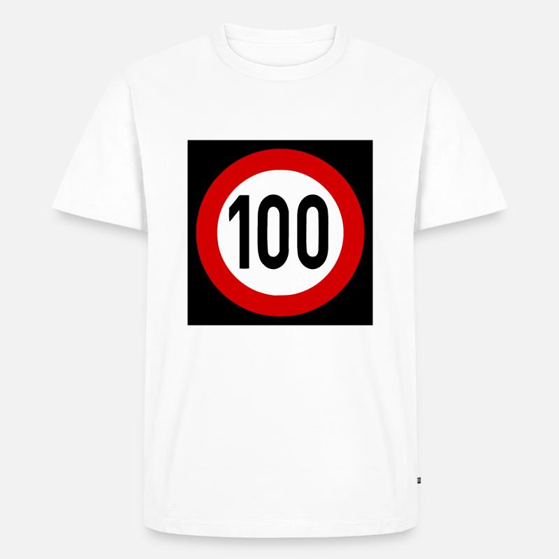 Geschwindigkeitsszeichen TempoLimit 100 Schild - Männer Premium Bio T-Shirt - Weiß