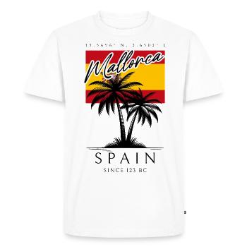 Mallorca Balearic Islands Palm Trees Flag Travel Souvenir - Men's Premium Organic T-Shirt - white - Front - Nico (187cm)