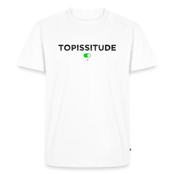 Topissitude on - T-shirt Premium bio Homme - blanc - Devant - Nico (187cm)