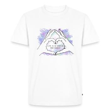 Hands form a heart. Mindset. Love. - Men's Premium Organic T-Shirt - white - Front - Nico (187cm)