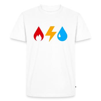 Gaz Électricité Eau - T-shirt Premium bio Homme - blanc - Devant - Nico (187cm)