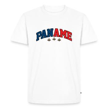 Paname logo: Collegiate design in the colours of Paris - Men's Premium Organic T-Shirt - white - Front - Nico (187cm)