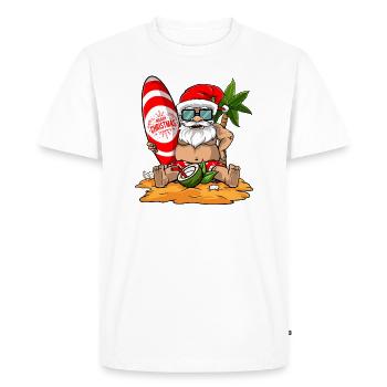 Christmas in Summer Funny Santa Hawaiian Beach - Men's Premium Organic T-Shirt - white - Front - Nico (187cm)