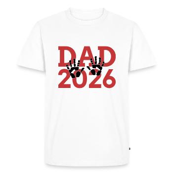 Papa 26 Papa Bébé Papa 2026 Fête des Pères - T-shirt Premium bio Homme - blanc - Devant - Nico (187cm)