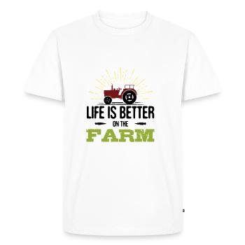 La vie est meilleure à la ferme - T-shirt Premium bio Homme - blanc - Devant - Nico (187cm)