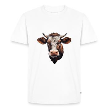Cow's Head - Men's Premium Organic T-Shirt - white - Front - Nico (187cm)