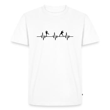 Battement de cœur de joueur de baseball et de baseball - T-shirt Premium bio Homme - blanc - Devant - Nico (187cm)