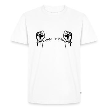Un prisonnier est libéré de ses chaînes - T-shirt Premium bio Homme - blanc - Devant - Nico (187cm)