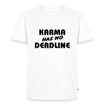 Karma has no Deadline - T-shirt Premium bio Homme - blanc - Devant - Nico (187cm)