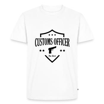 Douanier / Douane / Douanière / Police / Frontière - T-shirt Premium bio Homme - blanc - Devant - Nico (187cm)