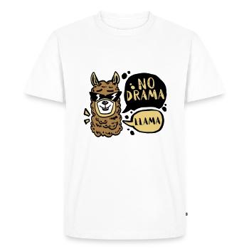 NO DRAMA - LLAMA - Männer Premium Bio T-Shirt - Weiß - Vorne - Nico (187cm)