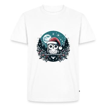 Little Christmas Owl with Santa Hat - Men's Premium Organic T-Shirt - white - Front - Nico (187cm)