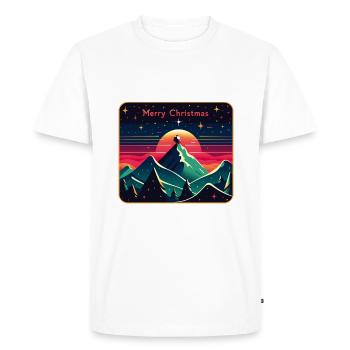 Père Noël sur la montagne avec ciel étoilé - T-shirt Premium bio Homme - blanc - Devant - Nico (187cm)